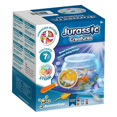 Afbeelding van Science4you Jurassic Creatures voor kinderen 6+ jaar Kweek prehistorische zeedieren met je Triops kit, inclusief klein aquarium Creëer een ecosysteem zeedraken, Science Kits
