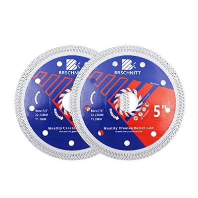 Afbeelding van Super dunne diamant porselein zaagblad met X tanden, BRSCHNITT 2 stks 5 inch (125 mm) snijschijf versterkte kern voor droge/natte snijden keramische tegel marmer