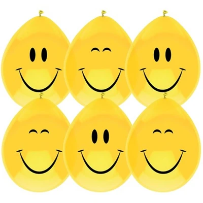 Afbeelding van Haza Ballonnen Verjaardag Smiley geel 6x stuks 29 cm