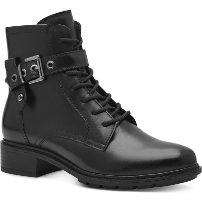 Afbeelding van Tamaris MIT Touchit Veterboots, Dames, Maat: 37, Black Leer/ synthetisch