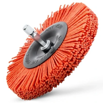 Afbeelding van S&amp;R Schuurborstel van hout voor schroevendraaier/boormachine, 100 mm, nylon, 6,35 zeskantschacht