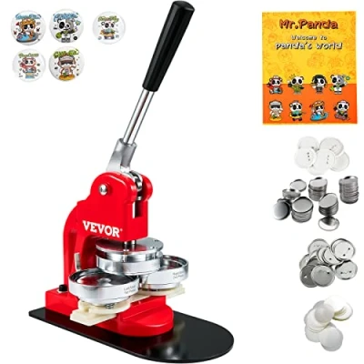 Image de VEVOR Machine à Badges de 58 mm Presse Badge avec 500 Ensemble Matériels Livre Magique et Coupe Cercle Fabriquer des en Fer ABS Kit pour Personnalisation épingle