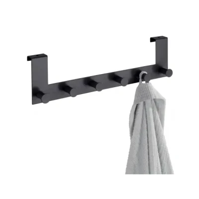 Afbeelding van WENKO Celano Deurkapstok met 6 haken van gelakt staal voor deuren tot 2 cm dikte 39 x 11 5,5 cm, zwart