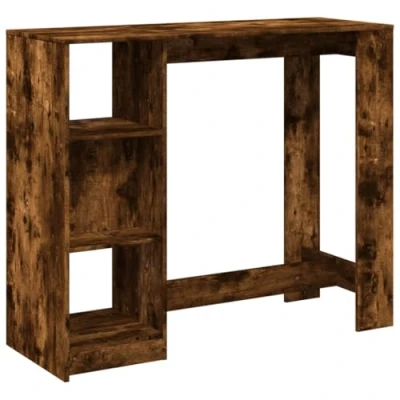 Afbeelding van vidaXL Bartafel met schap 124x46x103,5 cm bewerkt hout gerookt eiken