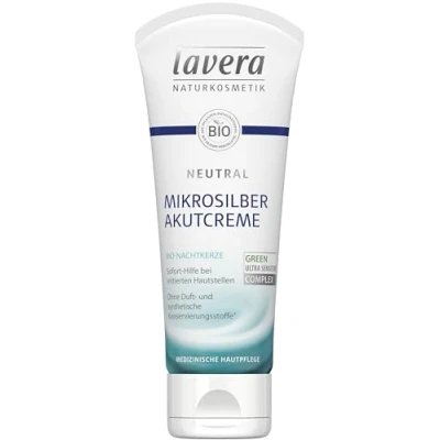 Afbeelding van lavera Neutrale acute crème met micro zilver, biologische teunisbloem, onmiddellijke hulp bij huidirritatie, atopische dermatitis, medische huidverzorging, veganistisch, plantaardige actieve