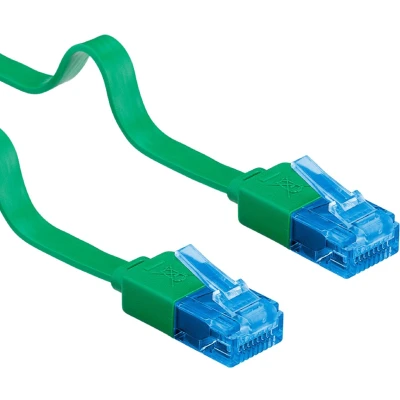 Afbeelding van goobay Verbindingskabel RJ 45 (M) naar 2 m UTP CAT 6a gevormd, vlak groen