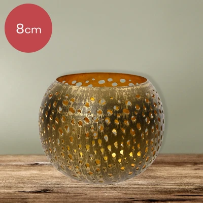 Afbeelding van Gouden ijzeren waxinelichthouder Ø11 x 8 cm kerstdecoratie kerst luxe theelichthouder voor kaarsjes