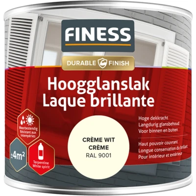 Afbeelding van Finess Hoogglanslak 250 Ml Crème Wit (Ral 9001)