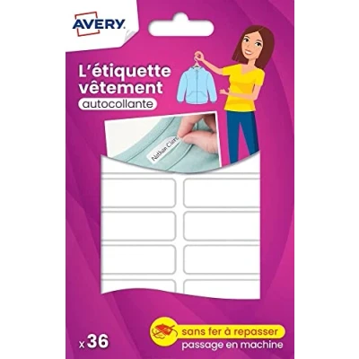 Afbeelding van #Etiket voor textiel Avery 36 stuks wit. Family