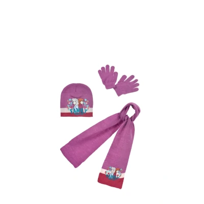 Afbeelding van Frozen winterset muts / sjaal/ handschoenen paars maat 52 cm