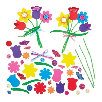 Afbeelding van Baker Ross FX949 Lente Bloemen Boeketten Kits Set van 3 Knutselsets voor Kinderen Moederdag