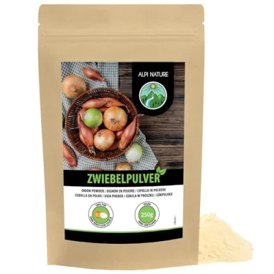 Image de Alpi Nature Oignon en Poudre 250g, Oignons Déshydratés Moulus, d&#039;Oignon pour la Cuisine