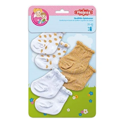 Afbeelding van Heless Poppensokken Polyester Wit/goud 3 Paar 35 45 Cm