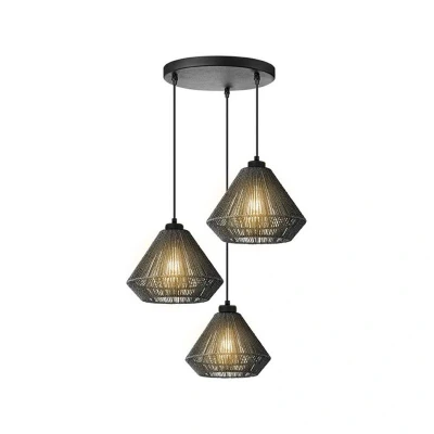 Afbeelding van LABEL51 Hanglamp Ibiza Zwart Jute 3 Lichts