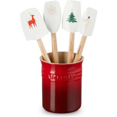 Afbeelding van Le Creuset Premium Spatels Set Van 5 Met Kerst Decal 1l/ Kersenrood/wit