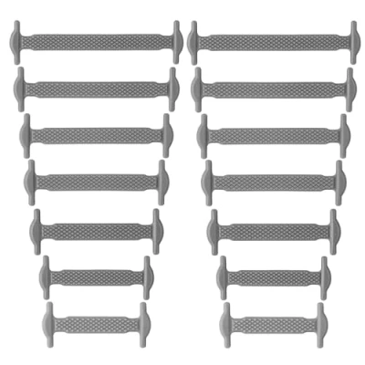 Afbeelding van SULPO Fun Laces Elastische siliconen veters zonder knopen voor hoge en lage schoenen kinderen volwassenen, grijs.