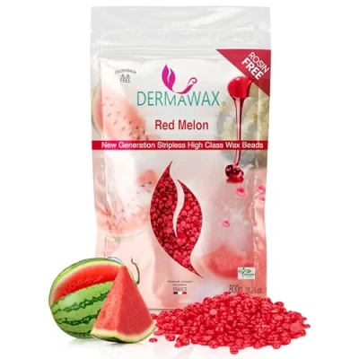 Afbeelding van Dermawax Hypoallergeen colofoniumvrije waxparels voor ontharing de gevoelige huid, Braziliaanse was, gezicht, benen, intieme delen, oksels, ontharing, zonder vliesstrips, 800 g (Red Melon)