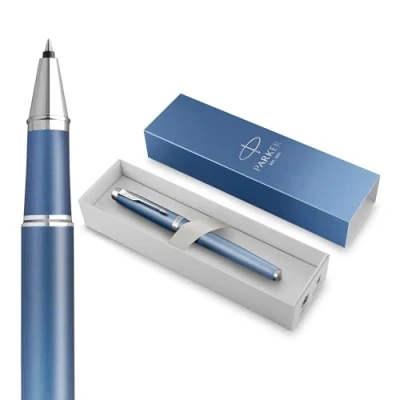 Afbeelding van Parker IM Writing Rituals rollerbalpen Rustgevend blauw Afwerking met kleurverloop en verchroomde details fijne penpunt zwarte inkt geschenkverpakking
