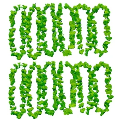 Afbeelding van UV FLOOR Neongroene bloemenketting premium kwaliteit fluorescerend accessoire feest kostuum 12 stuks