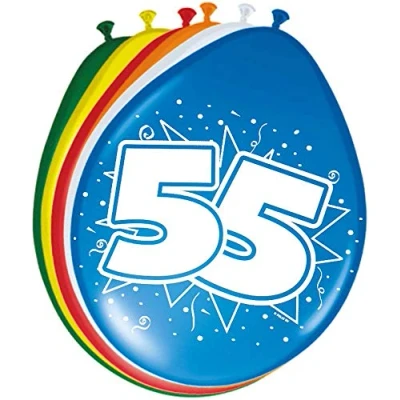 Afbeelding van Ballonnen 55 jaar 30cm 8 stuks