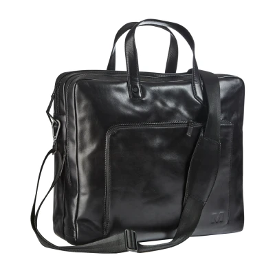 Afbeelding van Businesstas Maverick All Black met laptopvak 15 6 leer zwart 1 zak