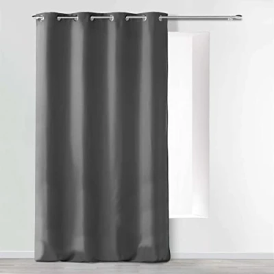 Afbeelding van Antraciet Gordijnen met ringen kant en klaar 140x260cm grijs/antaciet