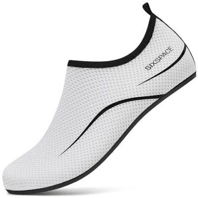 Afbeelding van Sixspace Badschoenen voor heren en dames, waterschoenen, sneldrogend, zwemschoenen, ademend, surfschoenen, strand, zwembad, surfen, yoga, Wit