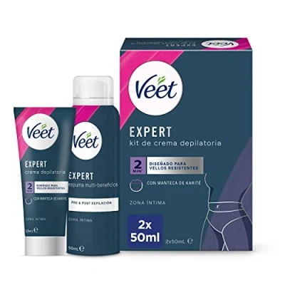 Afbeelding van Veet Expert Ontharingsset voor intieme delen van het lichaam, ontharingscrème dames, 50 ml en multifunctioneel schuim