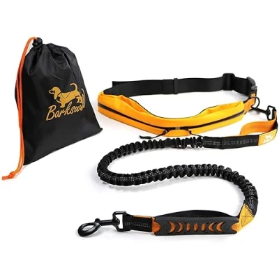 Afbeelding van Barkswell hondenlijn/hondenlijn, reflecterend, met dubbelzijdig gevoerde tas, tot 60 kg, ideaal voor hardlopen, joggen of wandelen