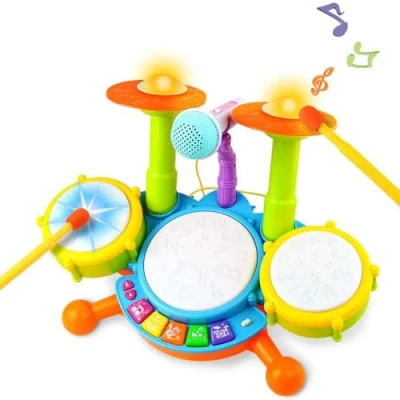 Afbeelding van Kids Drum Kit Speelgoed Set Baby Muziekinstrumenten voor Peuters Kwekerij Rijmpjes Elektronische Kinderen Kid Jongens Meisjes 3 4 5 Jaar Ouderen