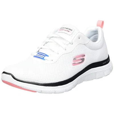 Image de Skechers Flex Appeal 4.0 Brilliant View Femme Basket, White Mesh Black Pink Trim, 39 EU