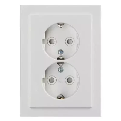 Afbeelding van Busch Jaeger Future Linear 2V wandcontactdoos met randaarde inbouw Studiowit 302 EUJT 84