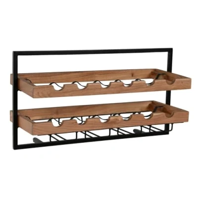 Afbeelding van Flessenrek Home ESPRIT Zwart Natuurlijk 65 x 25 35 cm