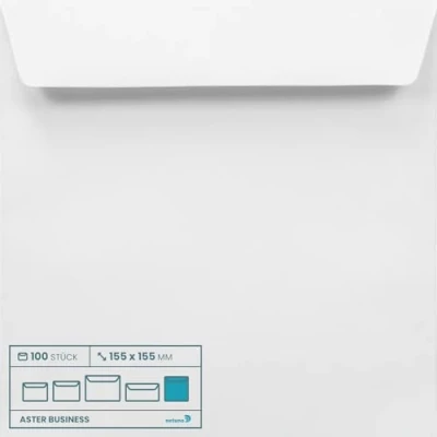 Afbeelding van Netuno 100 witte vierkante enveloppen 155 x mm g Aster Business elegant voor brieven uitnodigingen wenskaarten foto&#039;s