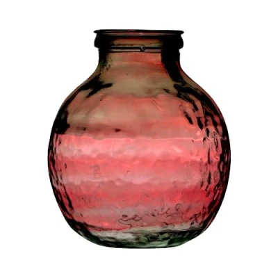 Afbeelding van Natural Living Bloemenvaas Lourdes roze transparant gerecycled glas D25 x H30 cm Ronde bol vorm vazen