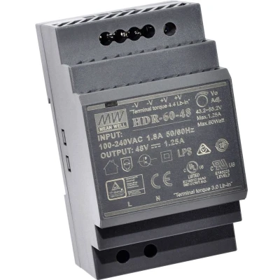 Afbeelding van Mean Well HDR 60 5 DIN rail netvoeding V/DC 6.5 A 32.5 W Aantal uitgangen: 1 x Inhoud: stuk(s)