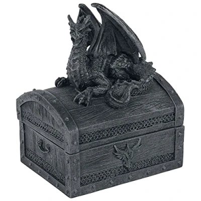 Afbeelding van Nemesis Now Decoratieve opbergdoos Sacred Keeper Draak Schatkist Zwart 14.5cm x 11.5cm 9cm