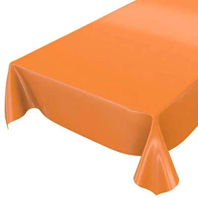 Afbeelding van Anro wasbaar tafelkleed van zeildoek, effen kleur, glanzend, met gesneden rand, oranje, 120 x 140 cm
