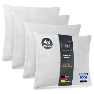 Afbeelding van LILENO HOME Set van 4 kussenslopen 45 x cm, wasbaar binnenkussen geschikt voor mensen met een allergie, polyester kusseninlet als bankkussen, cocktailkussen en hoofdkussen