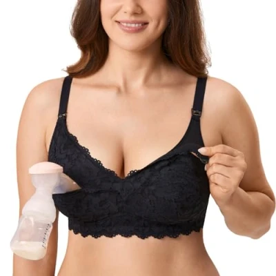 Afbeelding van MOMANDA Vrouwen Pump Kanten Beha Zwangerschap Borstvoeding Handsfree Be, zwart.