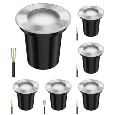 Afbeelding van ledscom.de 6 x BOLI vloerinbouwlampen voor buiten, IP67, roestvrij staal, mat, rond, 108 mm Ø incl. ledlamp 450 lm wit