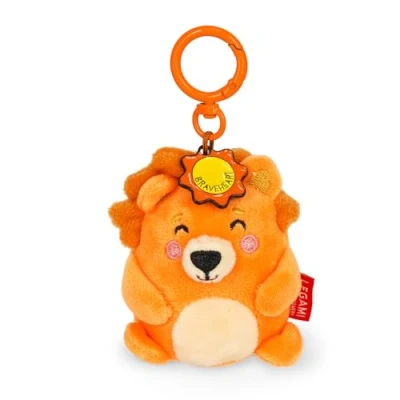 Afbeelding van Legami Sleutelhanger met leeuwenthema, pluche sleutelhanger, hanger gegraveerde boodschap en karabijnhaak van zink, 7 x 11 cm, oranje, S
