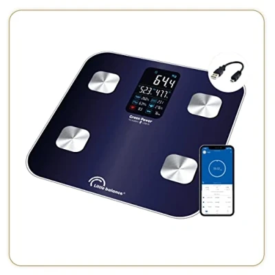 Afbeelding van LITTLE BALANCE 8661Cardio X4 USB R, impedantiemeter aangesloten zonder batterij, oplaadbaar, USB, herbruikbaar, 180 kg, nachtblauw