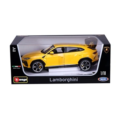 Afbeelding van BBURAGO Lamborghini Urus gele metalen verzamelwagen in schaal 1 / 18e