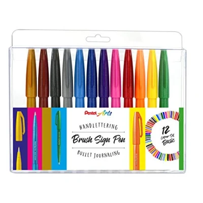 Afbeelding van Długopis PENTEL Brush Sign Pen SES15 12 zestaw kolorów
