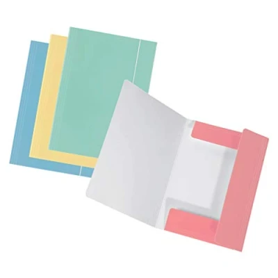 Afbeelding van Falken 4 Originele mappen pastelkleuren van extra sterk karton met 3 kleppen en elastiek voor DIN A4 diverse kleuren