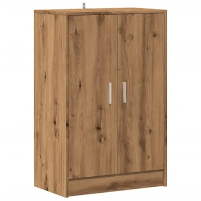 Afbeelding van Schoenenkast 60x35x92 cm bewerkt hout artisanaal eikenkleur
