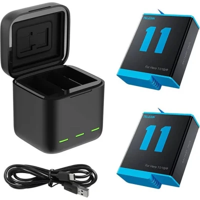 Afbeelding van Telesin Triple Battery Charger Box + 2x accu GoPro 9/10/11/12