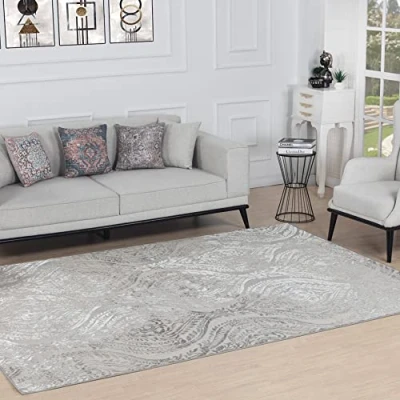 Afbeelding van SURYA Vloerkleed Woonkamer, Slaapkamer Vintage Oosters Tapijt INGRID Wit/Grijs 120x170 cm