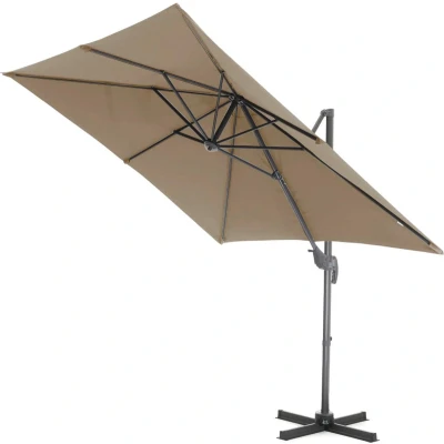 Afbeelding van ACAZA Zweefparasols Zweefparasol Vierkant 250x250 cm Zeil Sterke Zweef Parasol Taupe